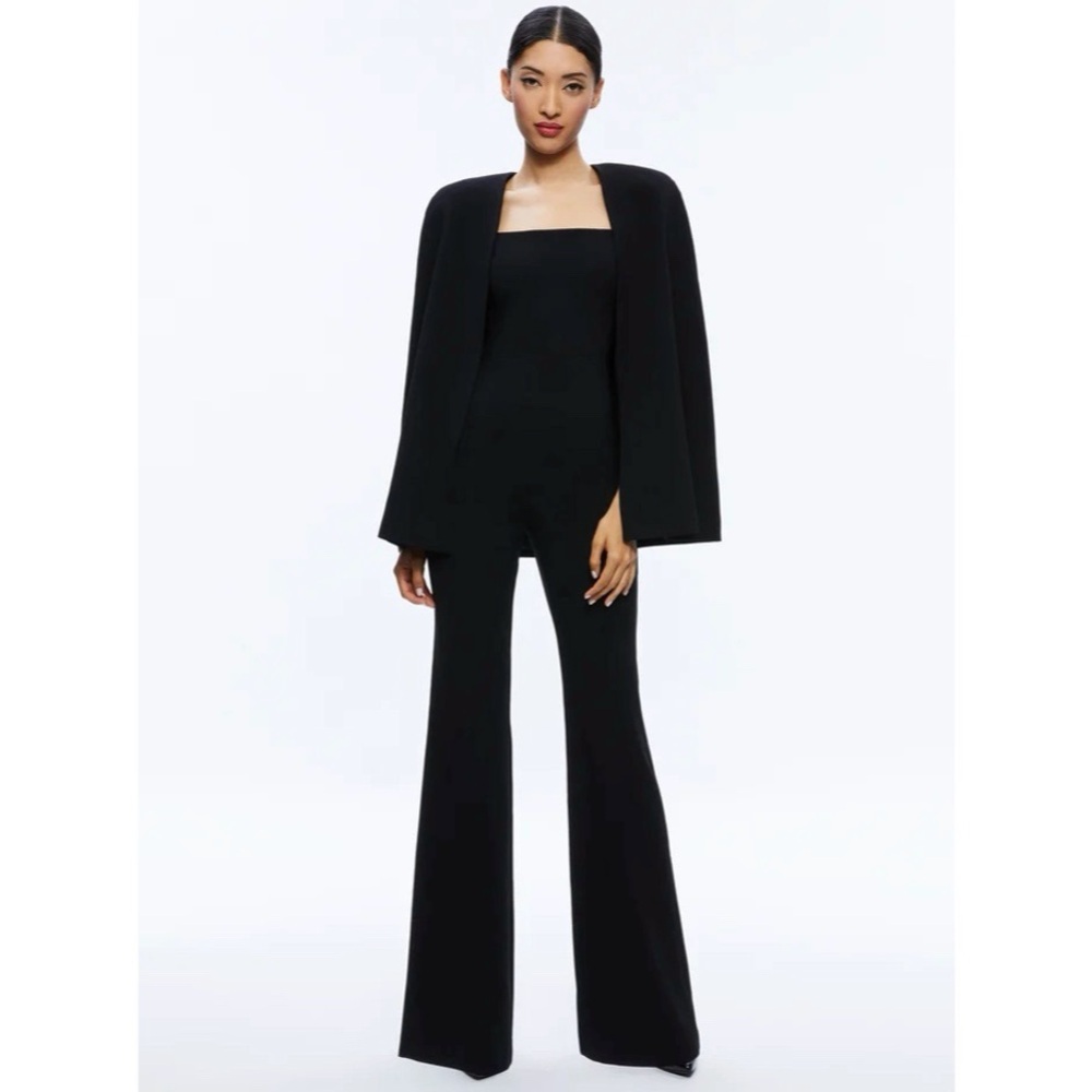Alice + Olivia black nova cape jumpsuit size 8